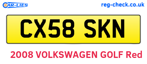 CX58SKN are the vehicle registration plates.