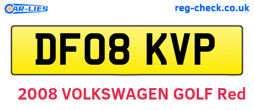 DF08KVP are the vehicle registration plates.