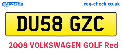 DU58GZC are the vehicle registration plates.
