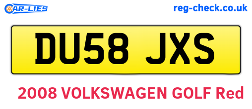 DU58JXS are the vehicle registration plates.