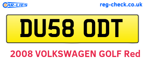 DU58ODT are the vehicle registration plates.