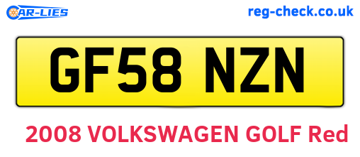 GF58NZN are the vehicle registration plates.