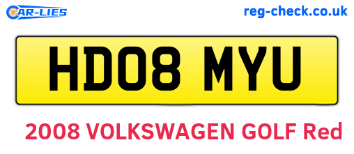 HD08MYU are the vehicle registration plates.