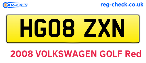 HG08ZXN are the vehicle registration plates.