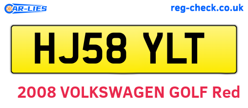 HJ58YLT are the vehicle registration plates.
