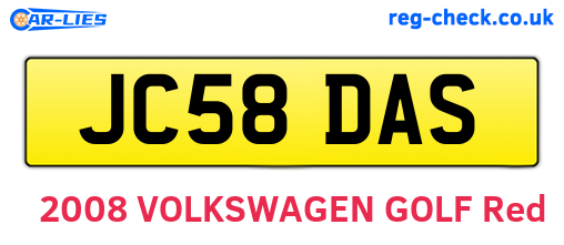 JC58DAS are the vehicle registration plates.