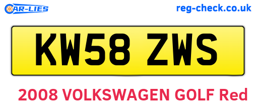 KW58ZWS are the vehicle registration plates.