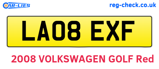 LA08EXF are the vehicle registration plates.