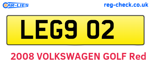 LEG902 are the vehicle registration plates.
