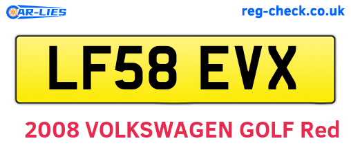 LF58EVX are the vehicle registration plates.