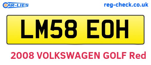 LM58EOH are the vehicle registration plates.
