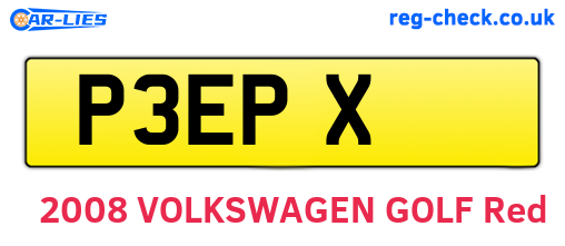 P3EPX are the vehicle registration plates.