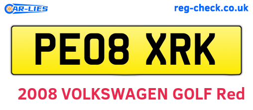 PE08XRK are the vehicle registration plates.