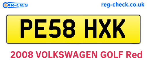 PE58HXK are the vehicle registration plates.