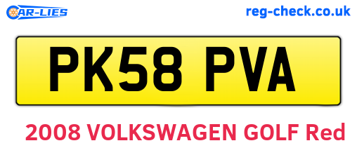 PK58PVA are the vehicle registration plates.