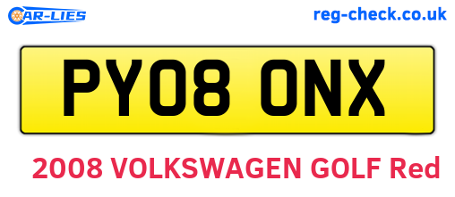 PY08ONX are the vehicle registration plates.