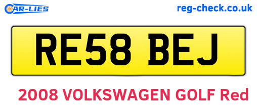 RE58BEJ are the vehicle registration plates.