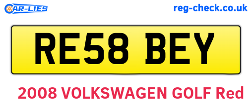 RE58BEY are the vehicle registration plates.