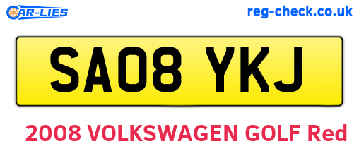 SA08YKJ are the vehicle registration plates.