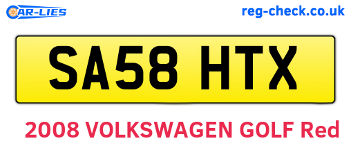 SA58HTX are the vehicle registration plates.