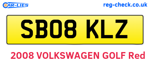 SB08KLZ are the vehicle registration plates.