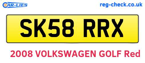SK58RRX are the vehicle registration plates.