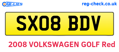 SX08BDV are the vehicle registration plates.