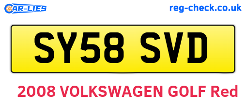 SY58SVD are the vehicle registration plates.