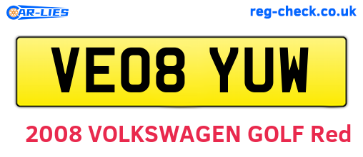 VE08YUW are the vehicle registration plates.