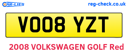 VO08YZT are the vehicle registration plates.