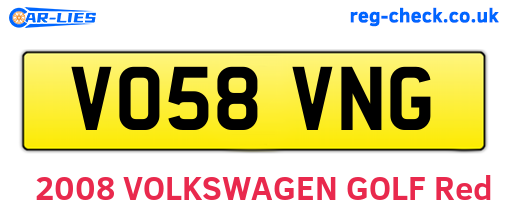 VO58VNG are the vehicle registration plates.
