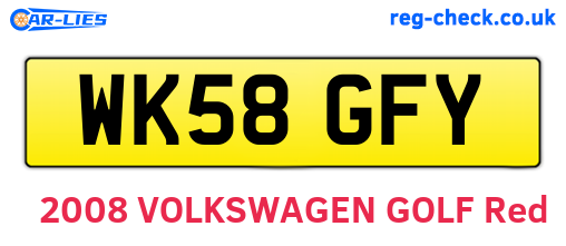 WK58GFY are the vehicle registration plates.