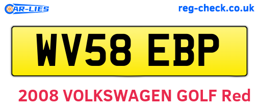 WV58EBP are the vehicle registration plates.