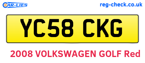 YC58CKG are the vehicle registration plates.