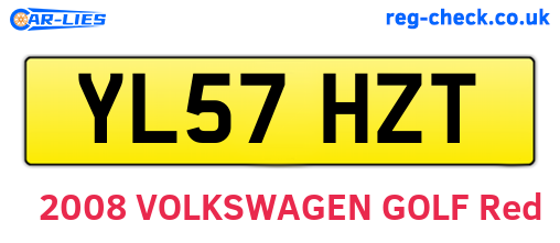 YL57HZT are the vehicle registration plates.
