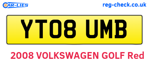YT08UMB are the vehicle registration plates.