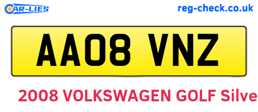 AA08VNZ are the vehicle registration plates.