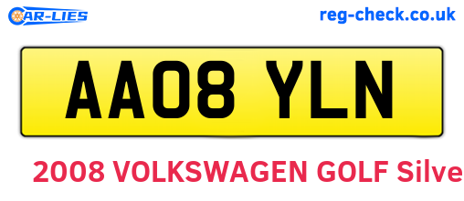 AA08YLN are the vehicle registration plates.