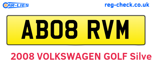 AB08RVM are the vehicle registration plates.