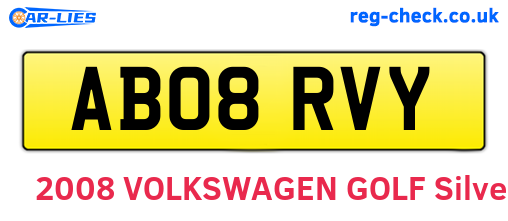 AB08RVY are the vehicle registration plates.