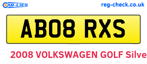 AB08RXS are the vehicle registration plates.