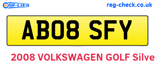 AB08SFY are the vehicle registration plates.