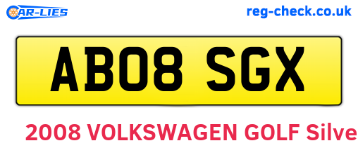 AB08SGX are the vehicle registration plates.