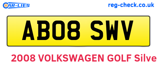 AB08SWV are the vehicle registration plates.
