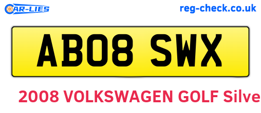 AB08SWX are the vehicle registration plates.