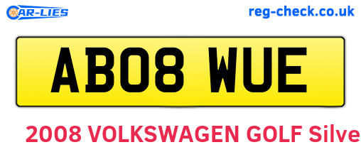 AB08WUE are the vehicle registration plates.