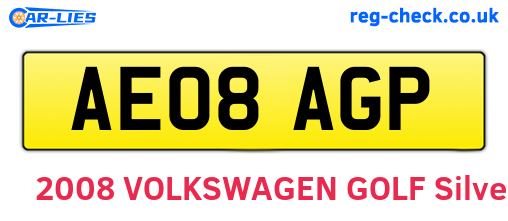 AE08AGP are the vehicle registration plates.