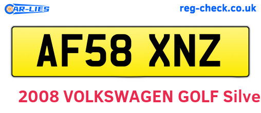 AF58XNZ are the vehicle registration plates.
