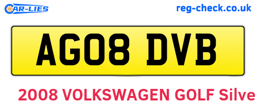 AG08DVB are the vehicle registration plates.