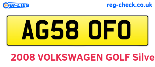 AG58OFO are the vehicle registration plates.